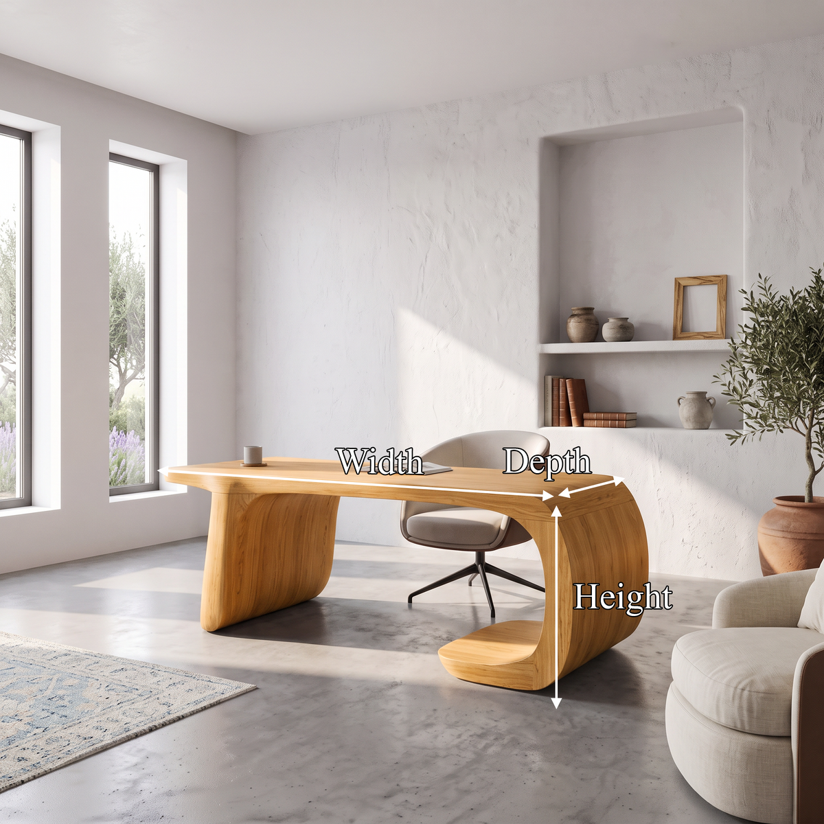 Minimalist Writing Desk With Clean Symmetrical Base For Home Office