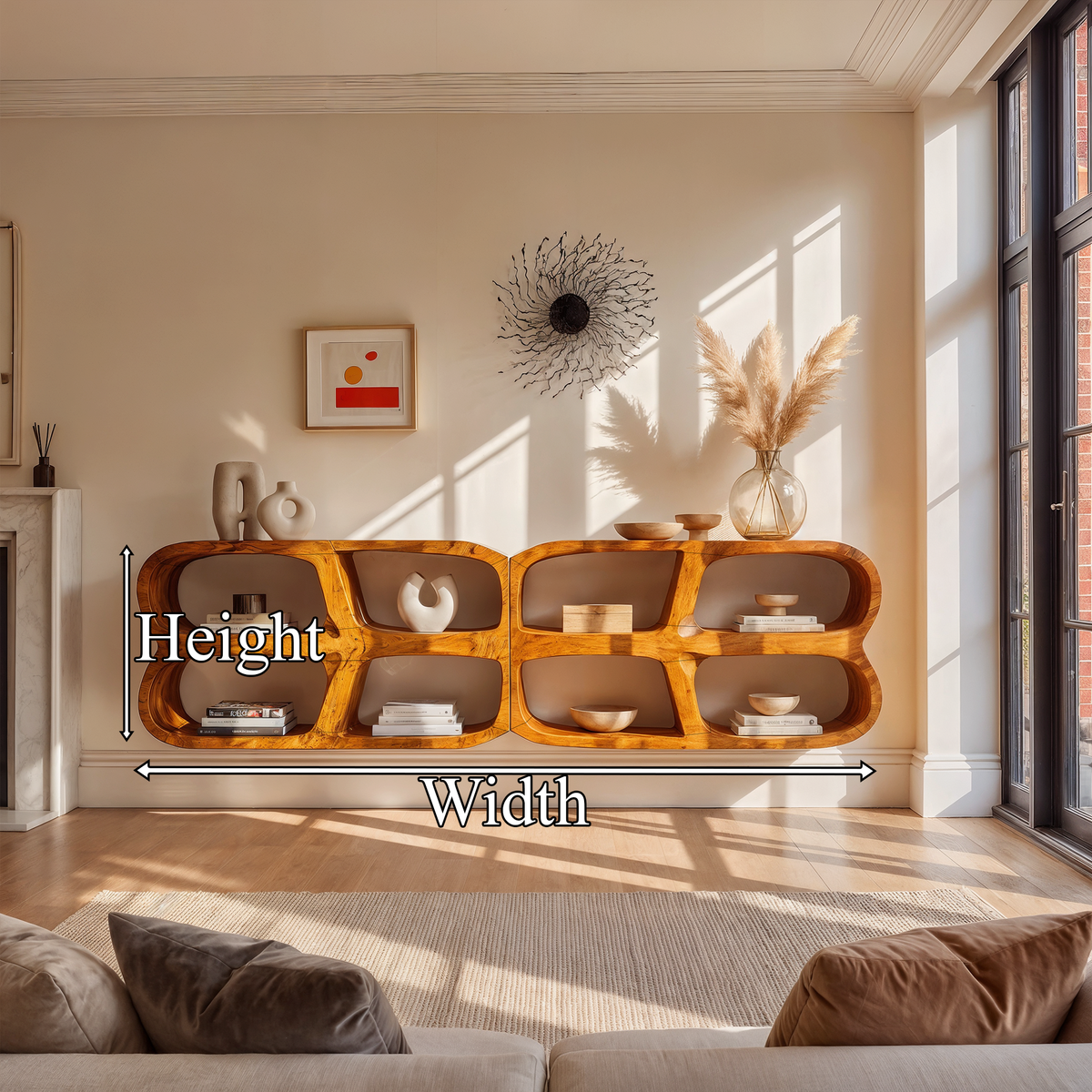 Modern Wall Mounted Bookshelf With Open Display Shelves For Living Room