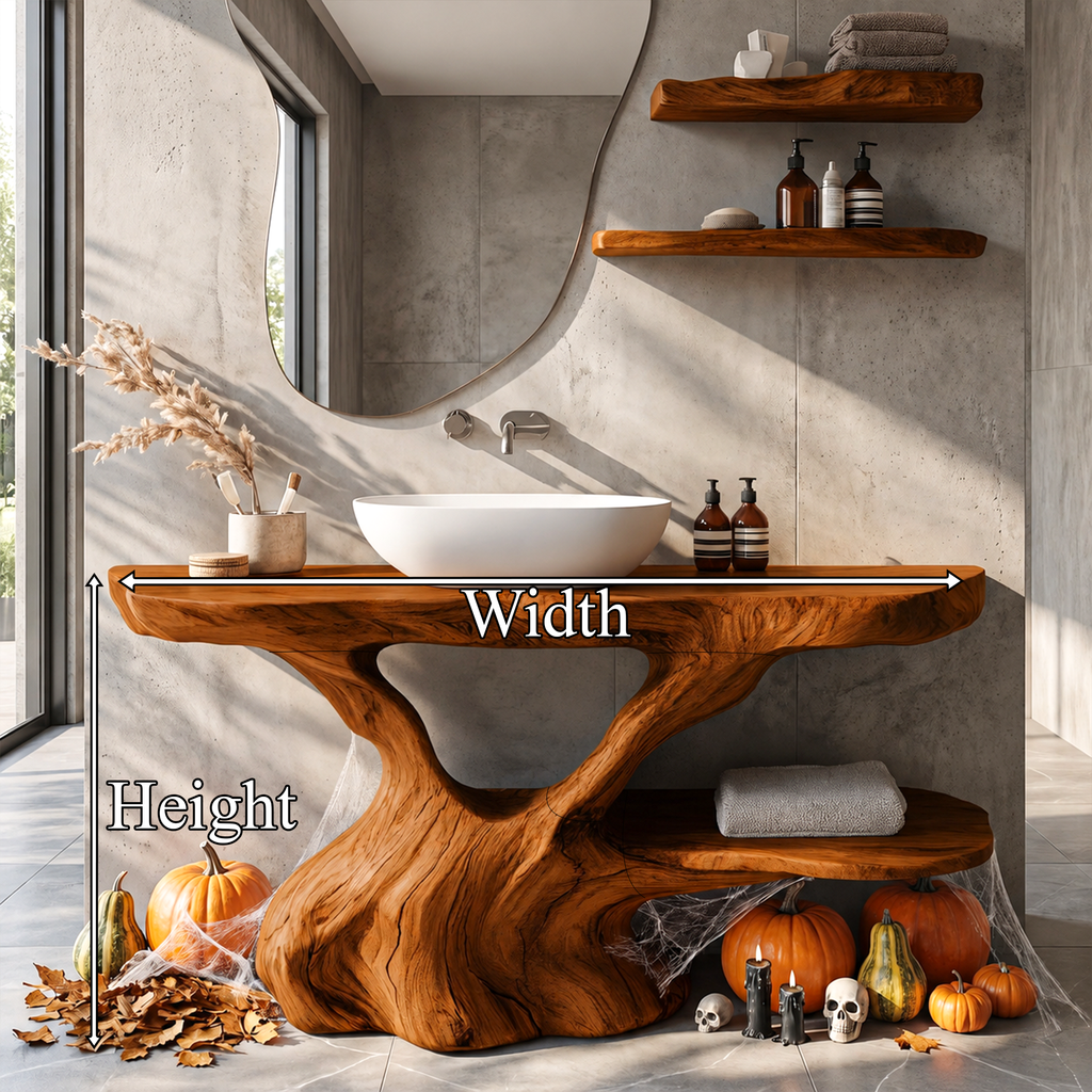 Organic Halloween Bathroom Vanity With Sculptural Tree Root Base For Bathroom