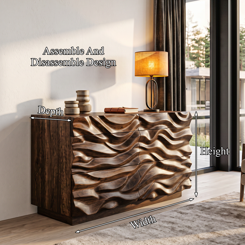 Modern Dresser With Sculpted Wave Front For Bedroom
