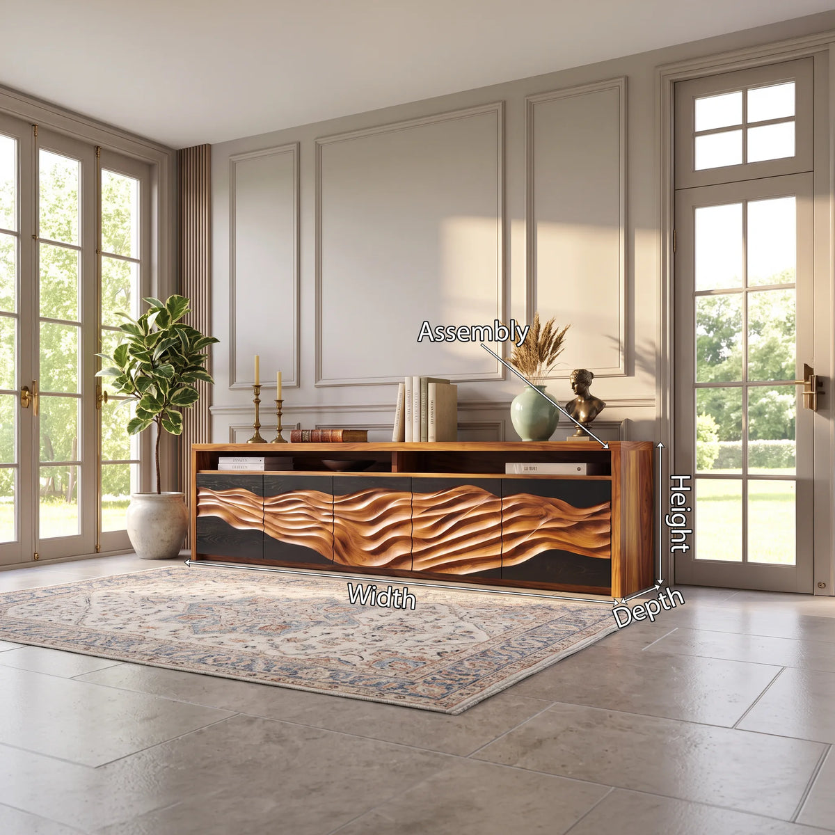 Mid Century Fluted Front Buffet Modern Living Room