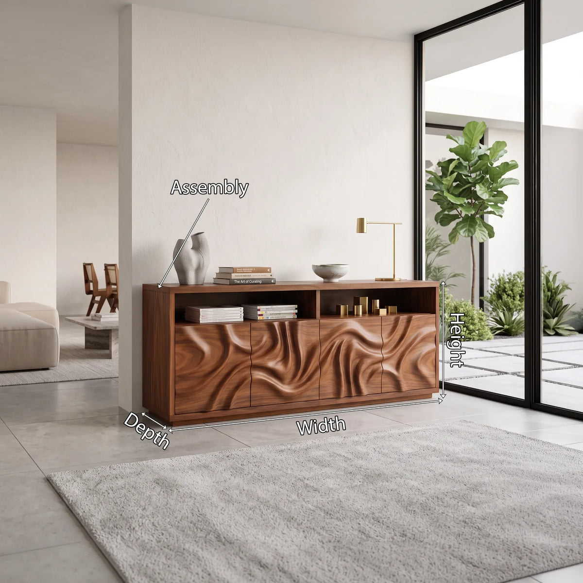 Contemporary Curved Front Buffet Cozy Dining Room