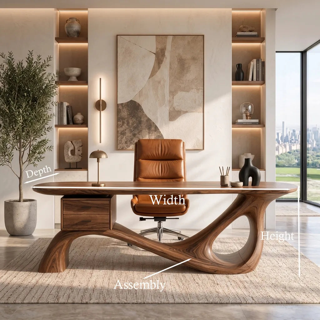 Comtemporary Executive Desk Sculptural Curved Base For Luxury Office