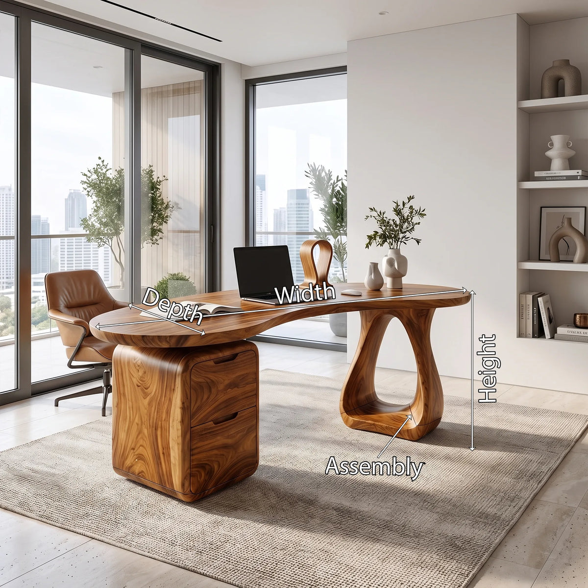 Elegant Office Desk Executive Desk Writing Desk With Rounded Drawers For Executive Office