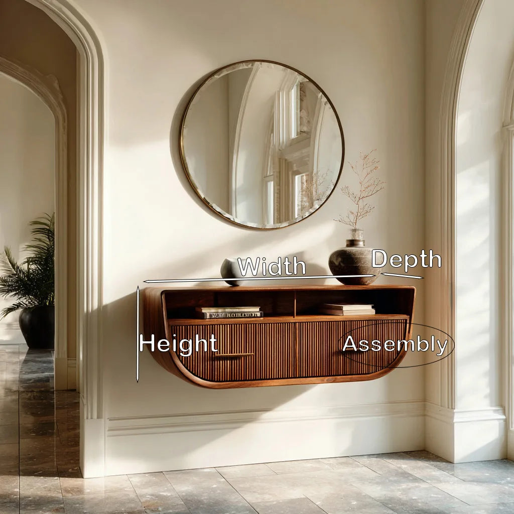 Modern Fluted Floating Console Table For Entryway