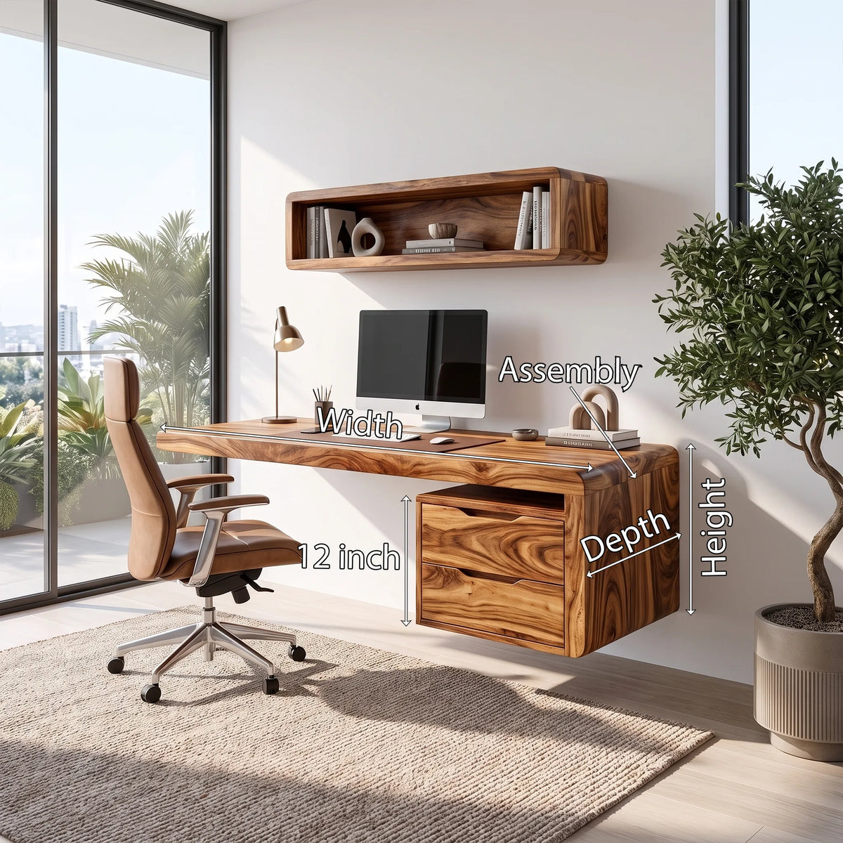 Serene Computer Desk Home Office Desk Office Desk With Drawers Floating Design For Home Office