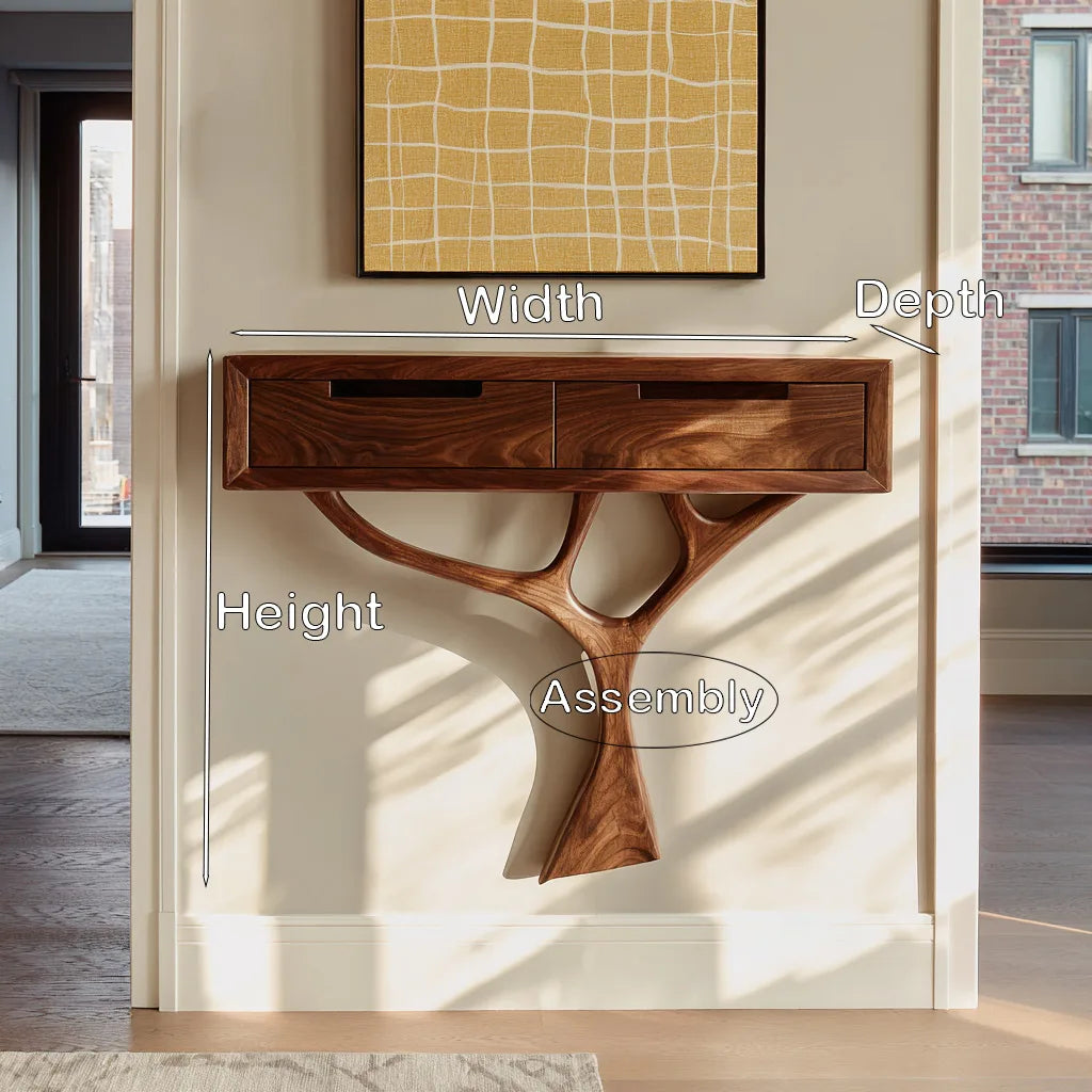 Contemporary Organic Wooden Console Table For Entryway