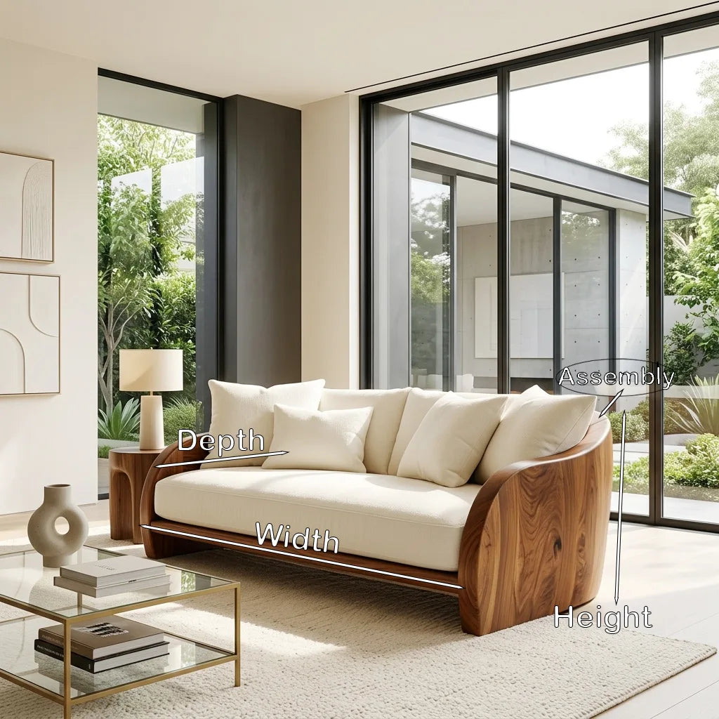 Organic Rounded Curved Wooden Sofa For Living Room