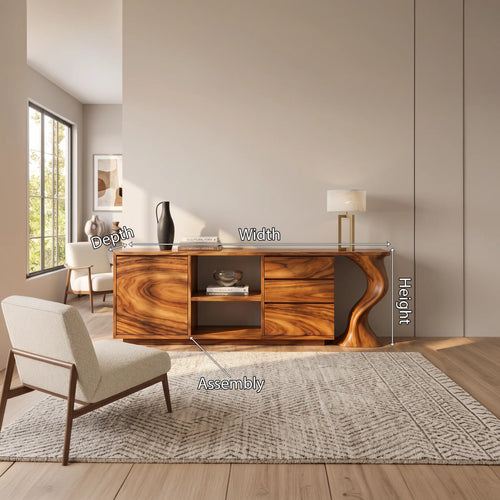 Contemporary Grooved Front Credenza Open Dining Room