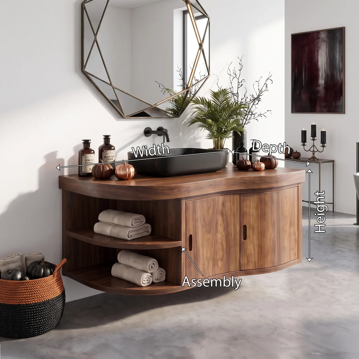 Mid Century Pumpkin Wall Mounted Bathroom Vanity