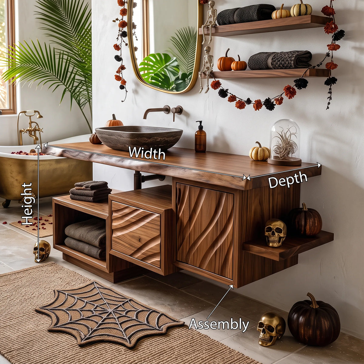 Rustic Skull Floating Bathroom Vanity Spa Bathroom