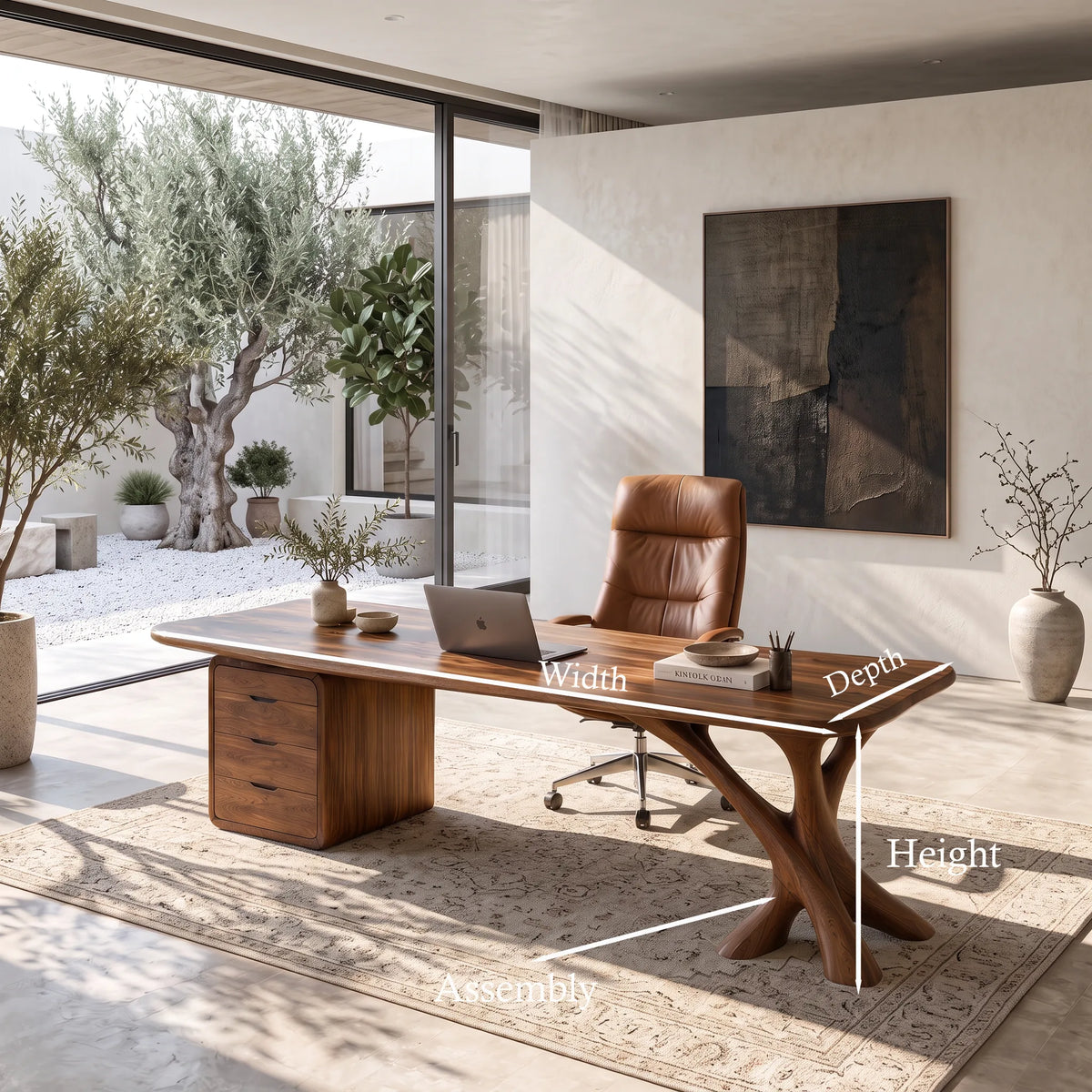 Luxury Office Desk Sculptural Base With Storage Executive Suite