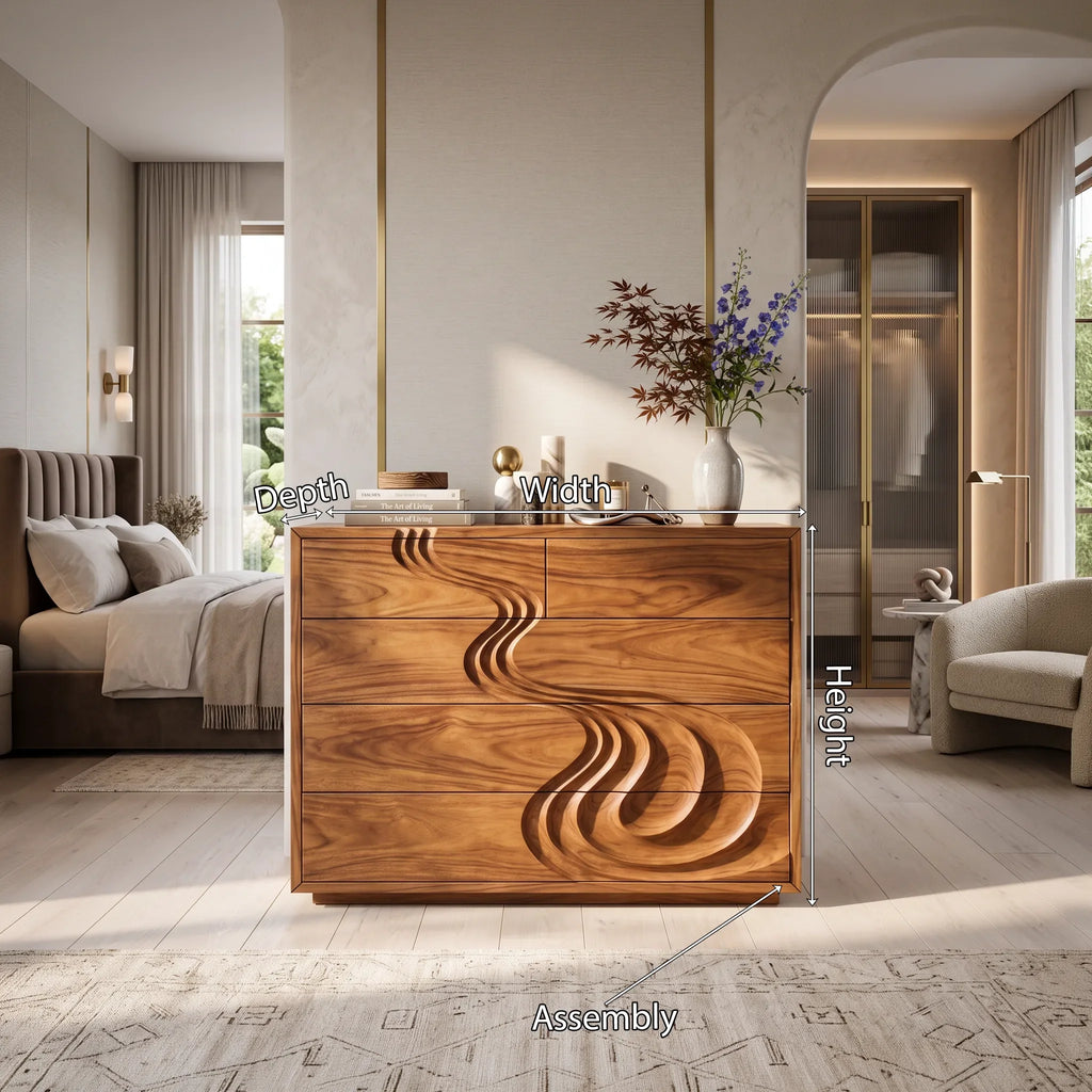 Contemporary Carved Bedroom Dresser For Master Suite