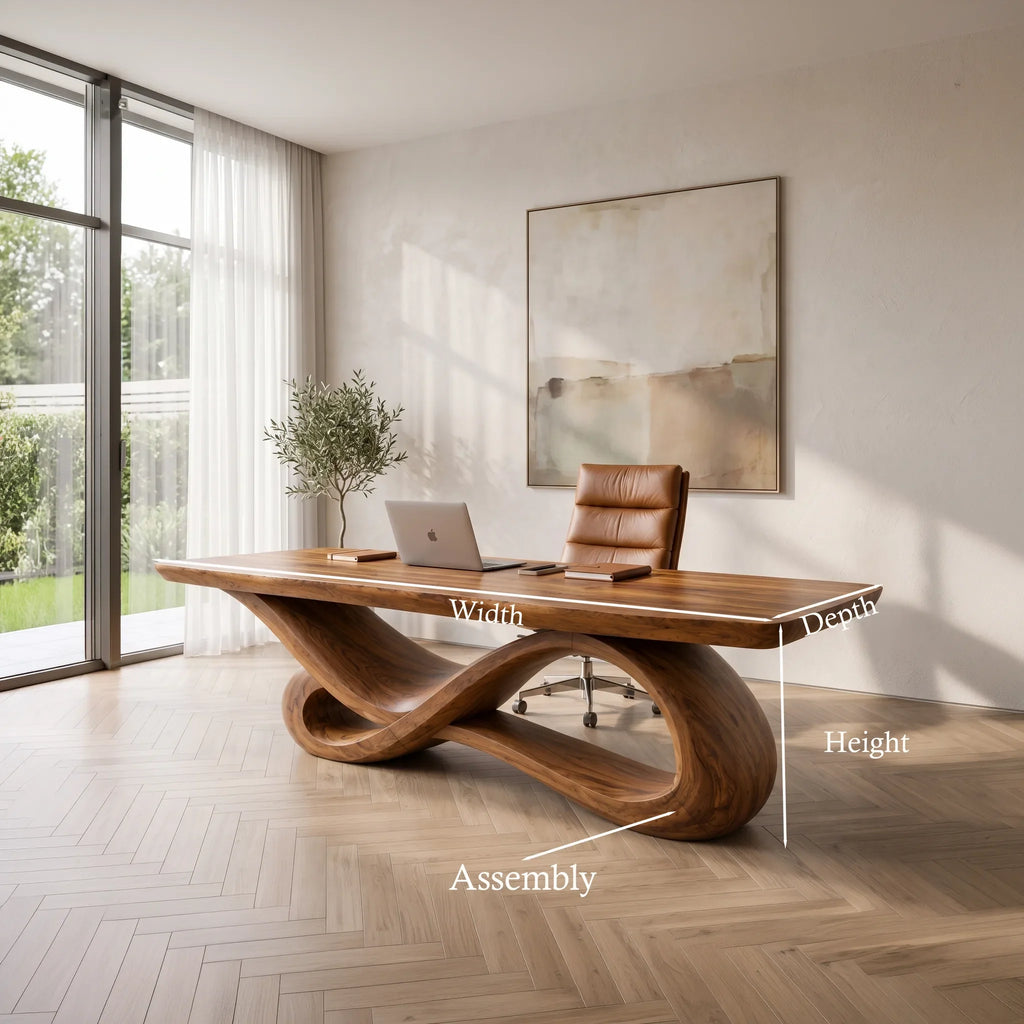 Contemporary Executive Desk Organic Curved Base For Modern Workspace