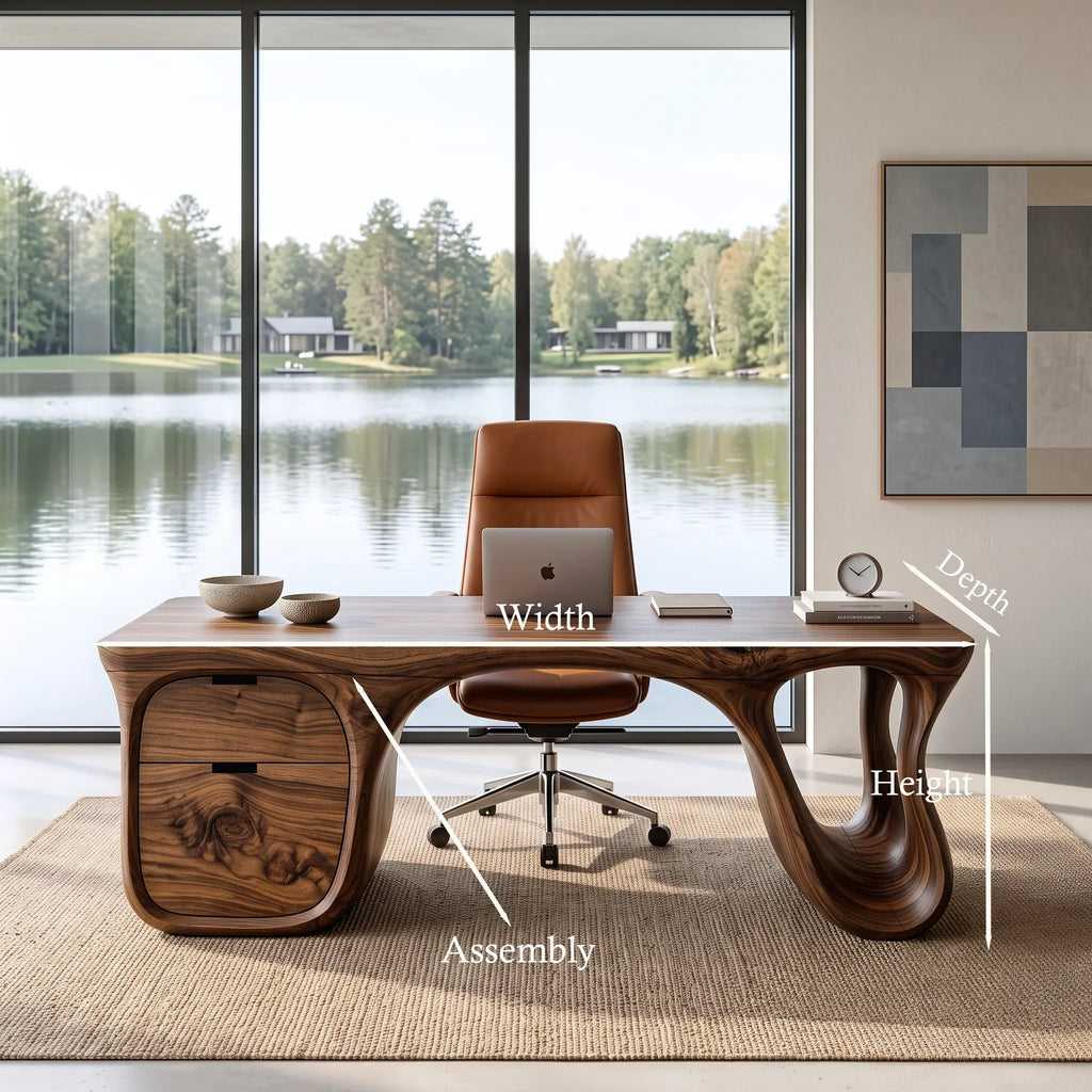 Luxury Executive Desk Sculptural Base With Storage Modern Office