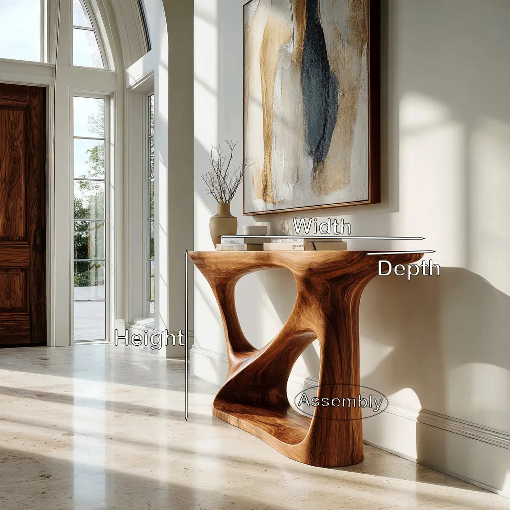 Modern Organic Open Base Console Table For Entryway