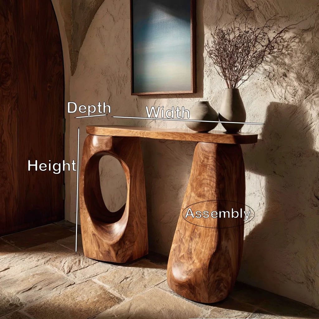 Organic Sculptural Open Base Console Table For Living Room