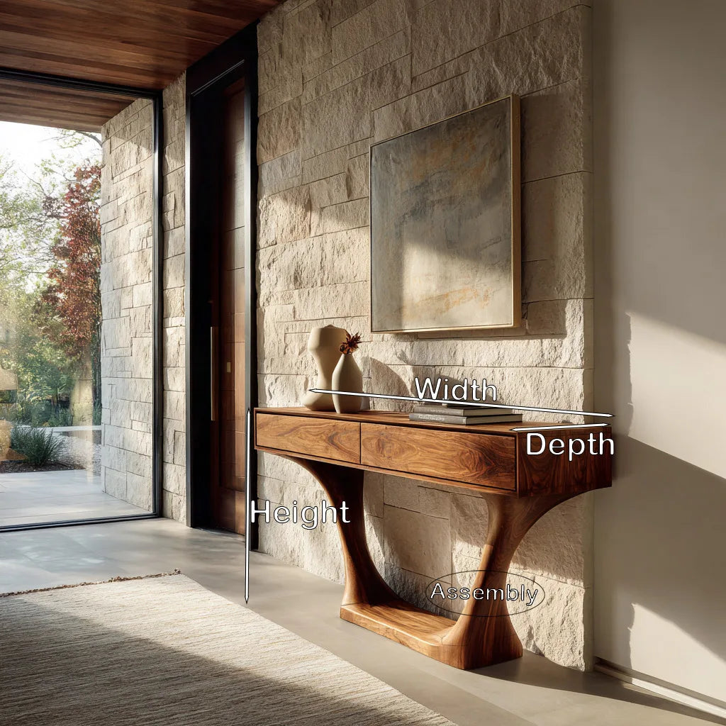 Minimalist Sculptural Drawer Console Table For Entryway