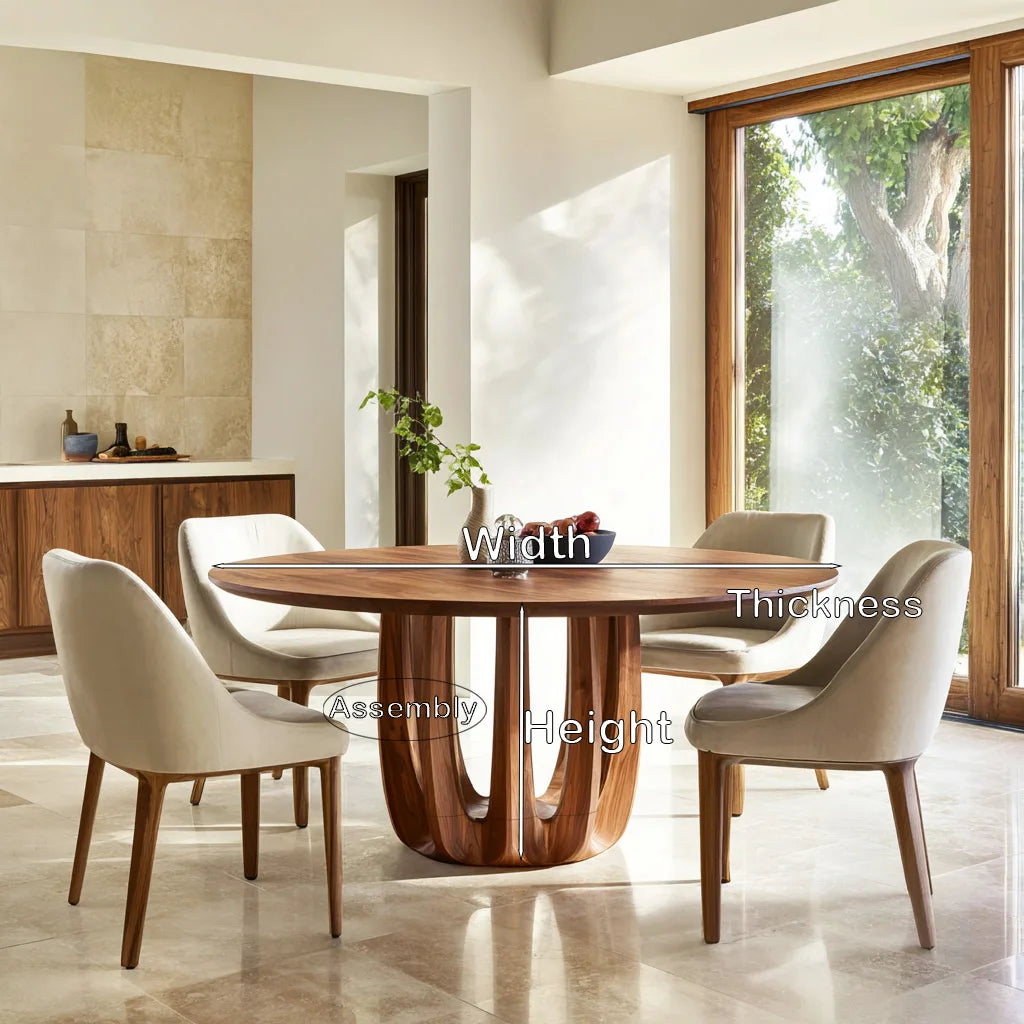 Modern Curved Pedestal Round Dining Table For Dining Room