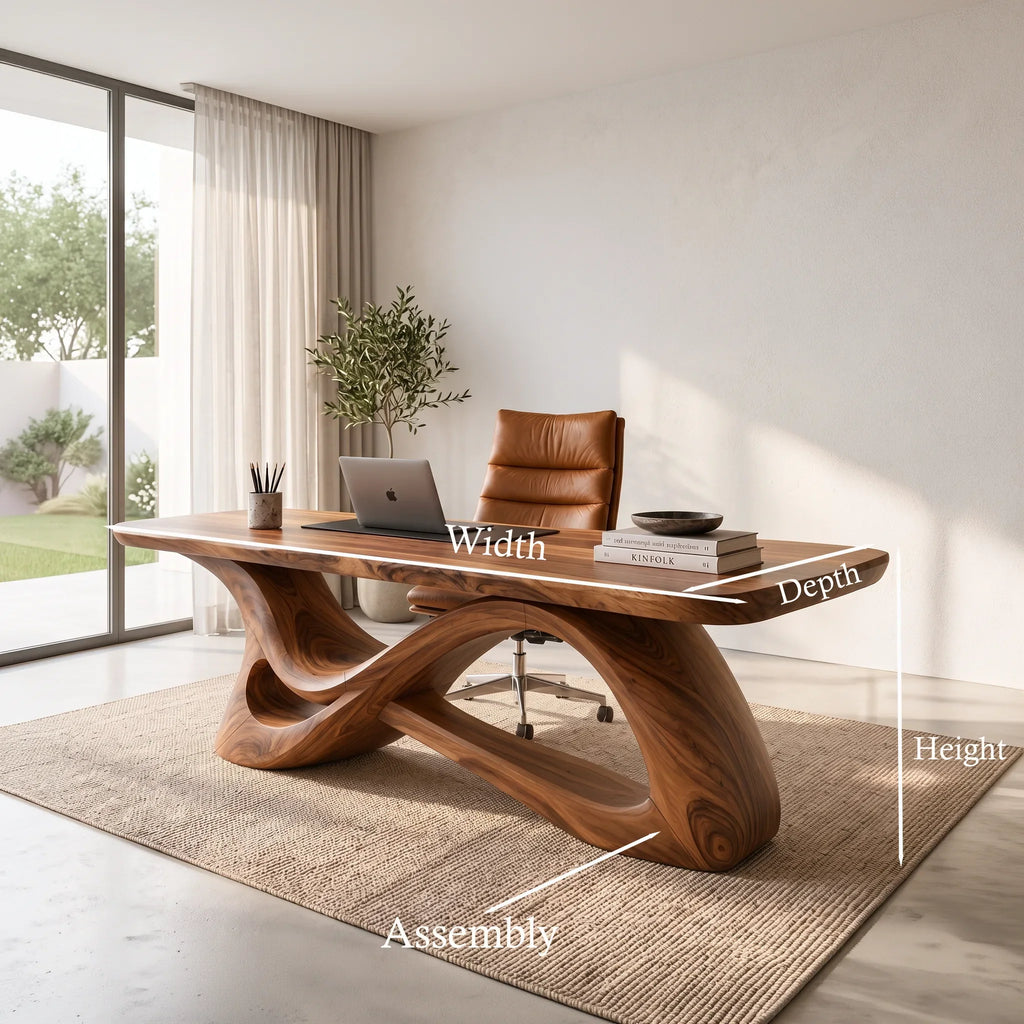 Modern Office Desk Sculptural Curved Base For Luxury Office