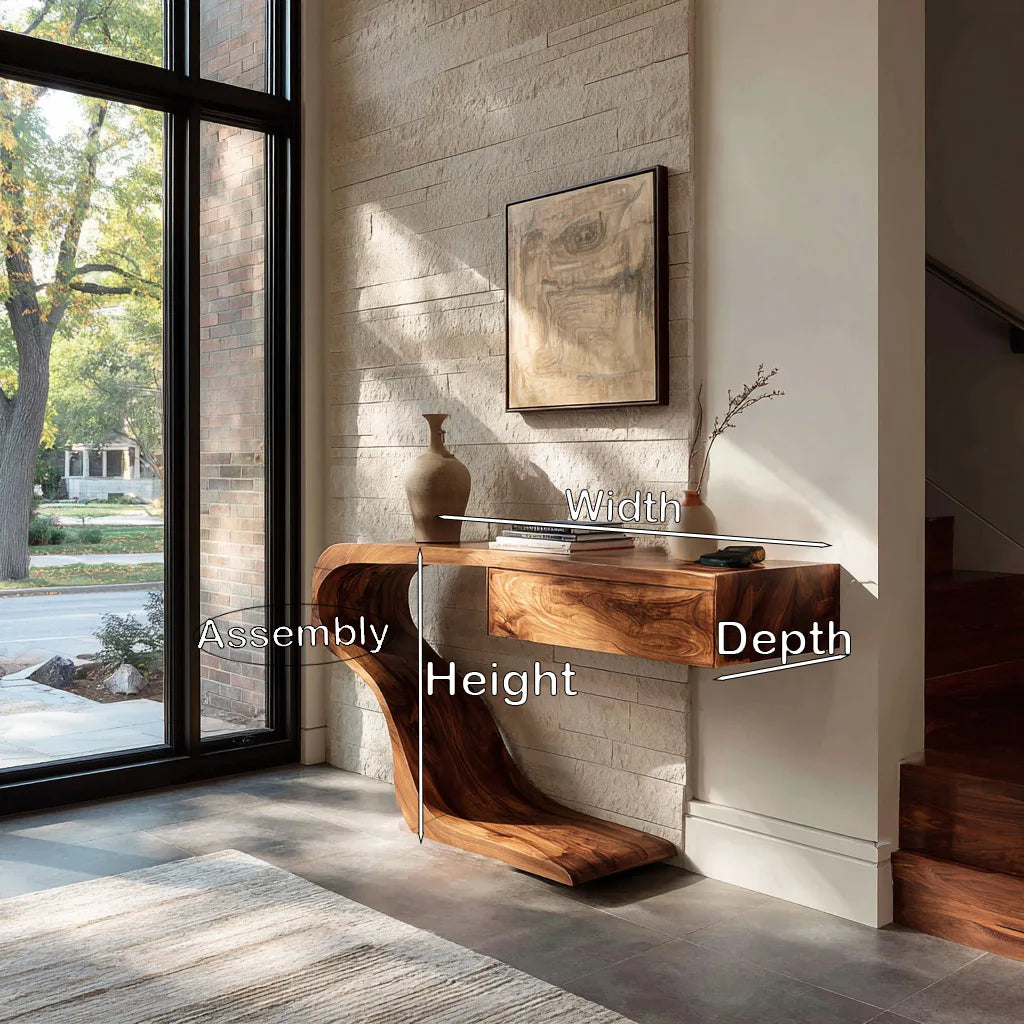 Contemporary Curved Console Table With Drawer For Entryway