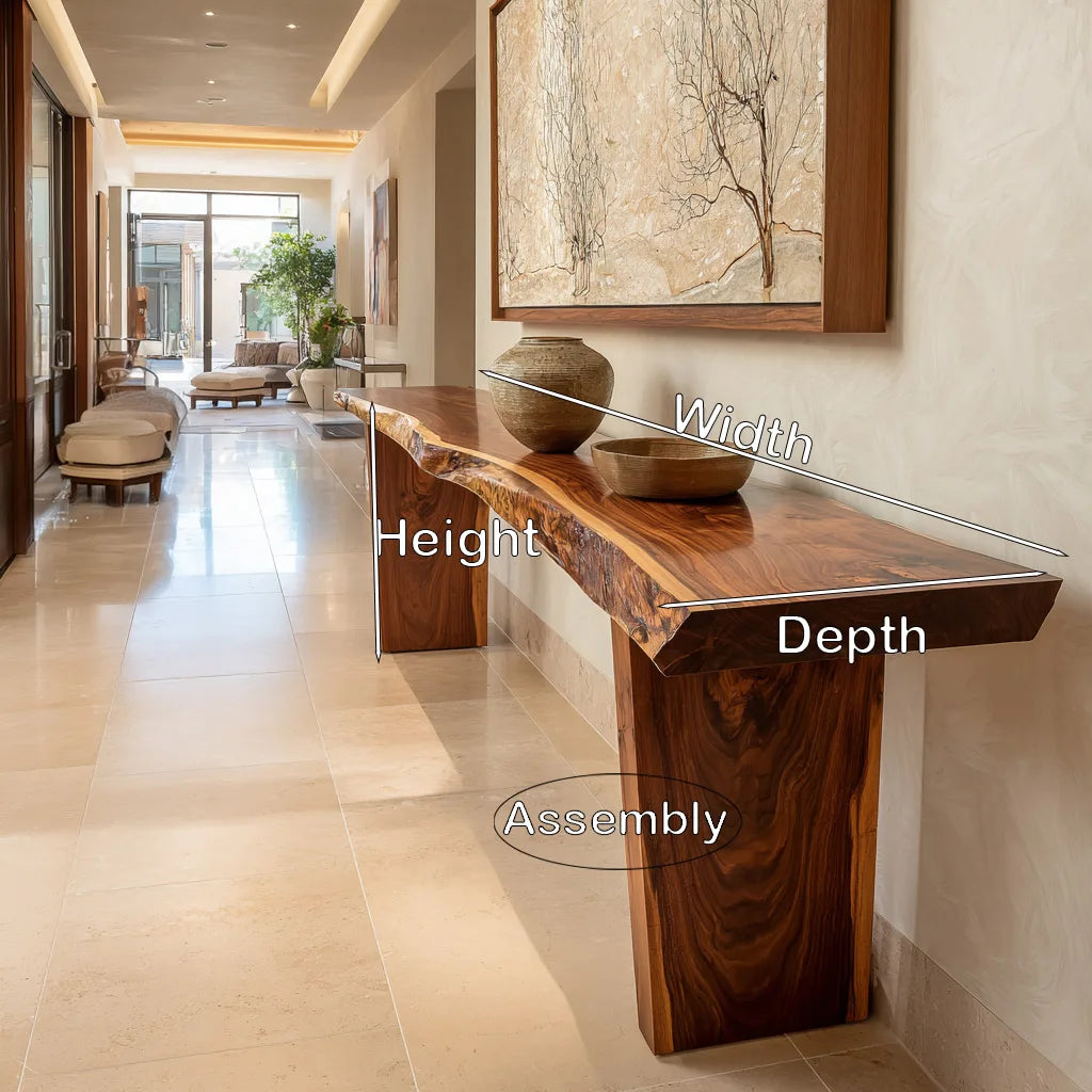 Live Edge Console Table With Slab Top For Entryway