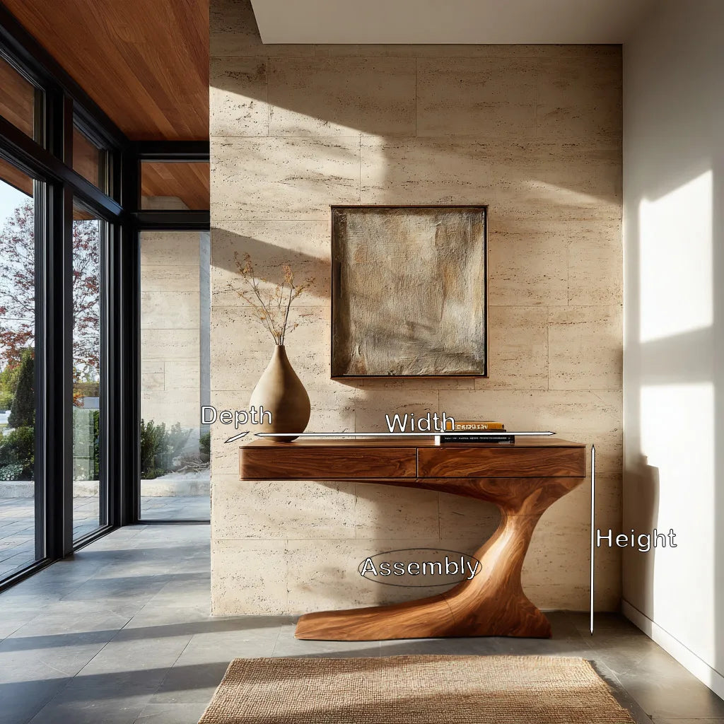 Modern Curved Console Table With Drawers For Entryway