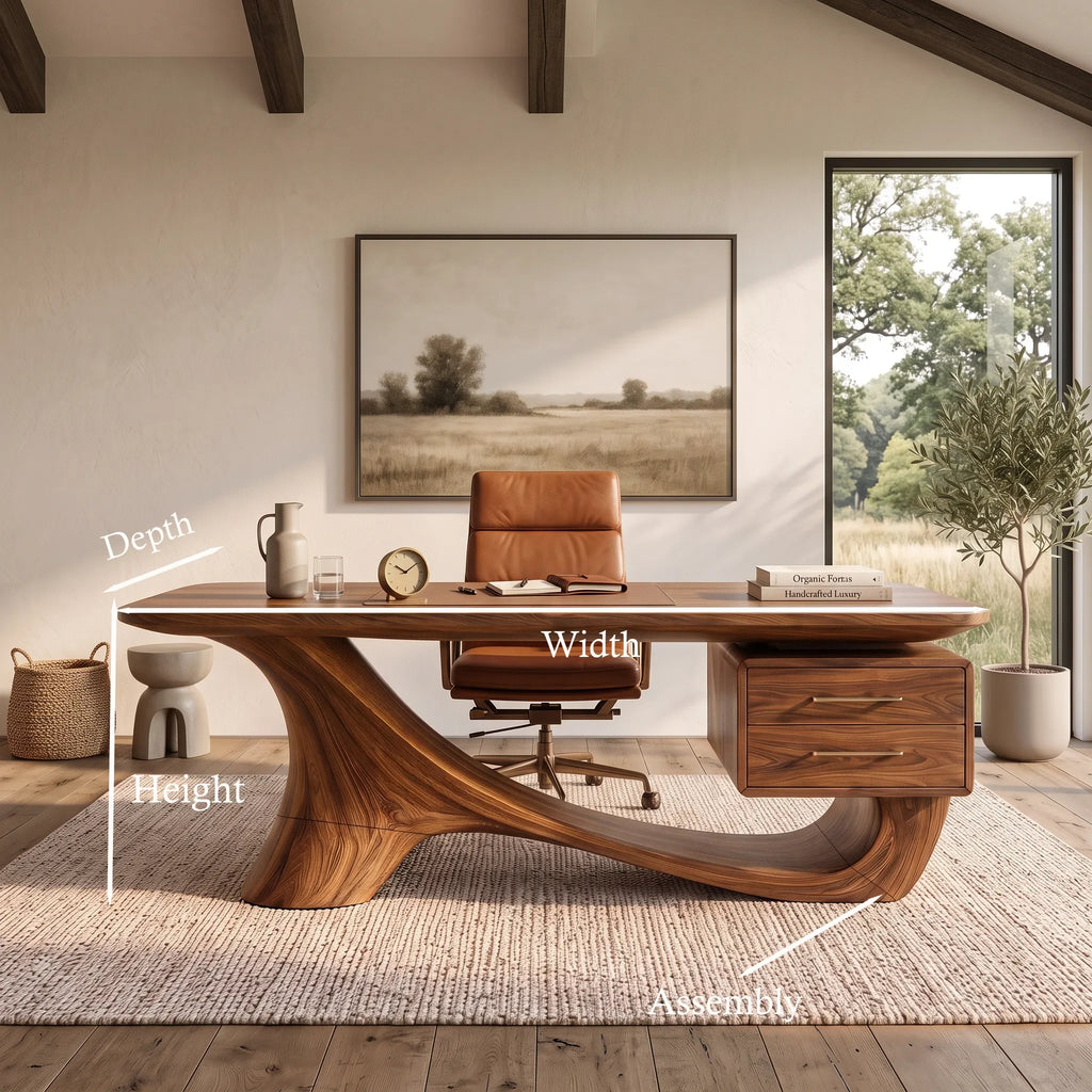 Contemporary Office Desk Sculptural Base Luxury Executive Office
