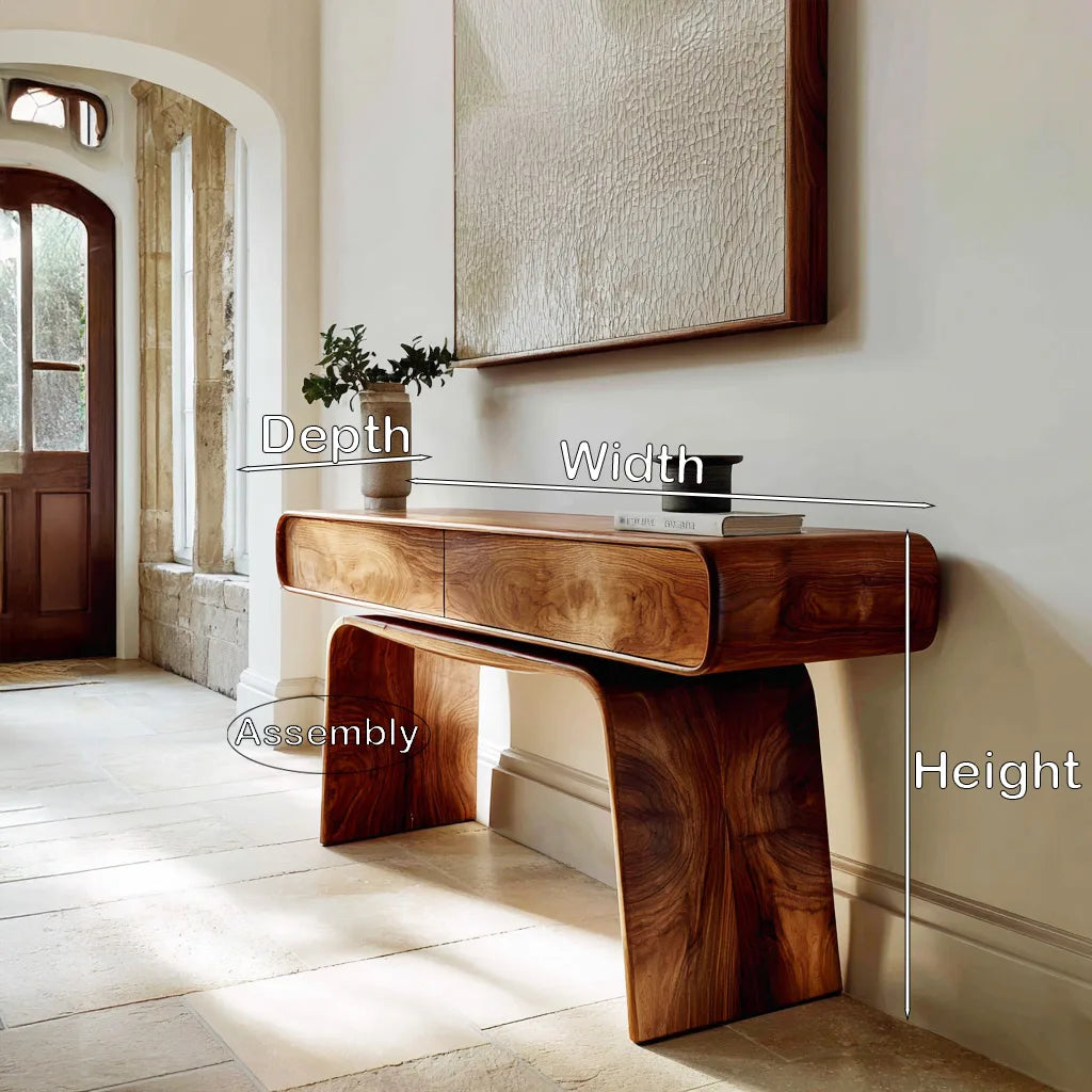Modern Curved Drawer Console Table For Entryway