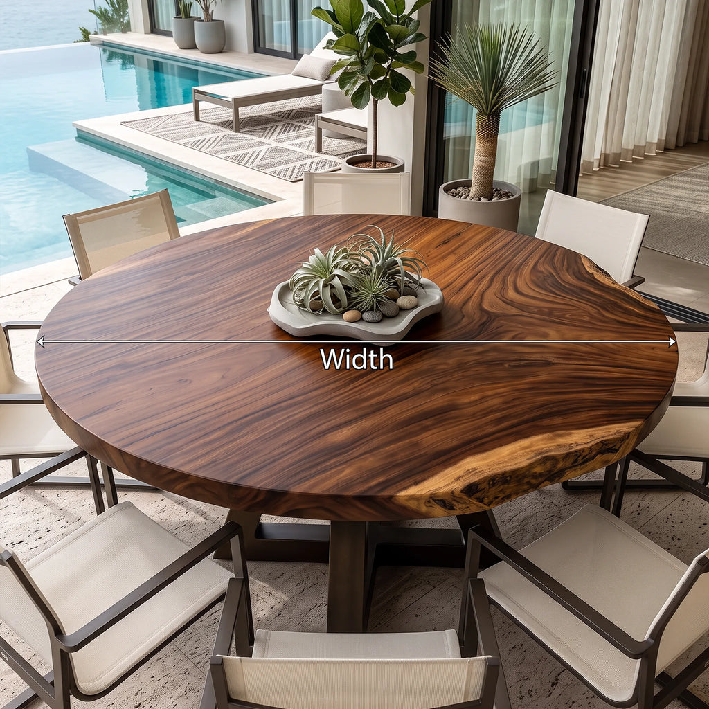 Organic Modern Round Dining Table Top Poolside Patio