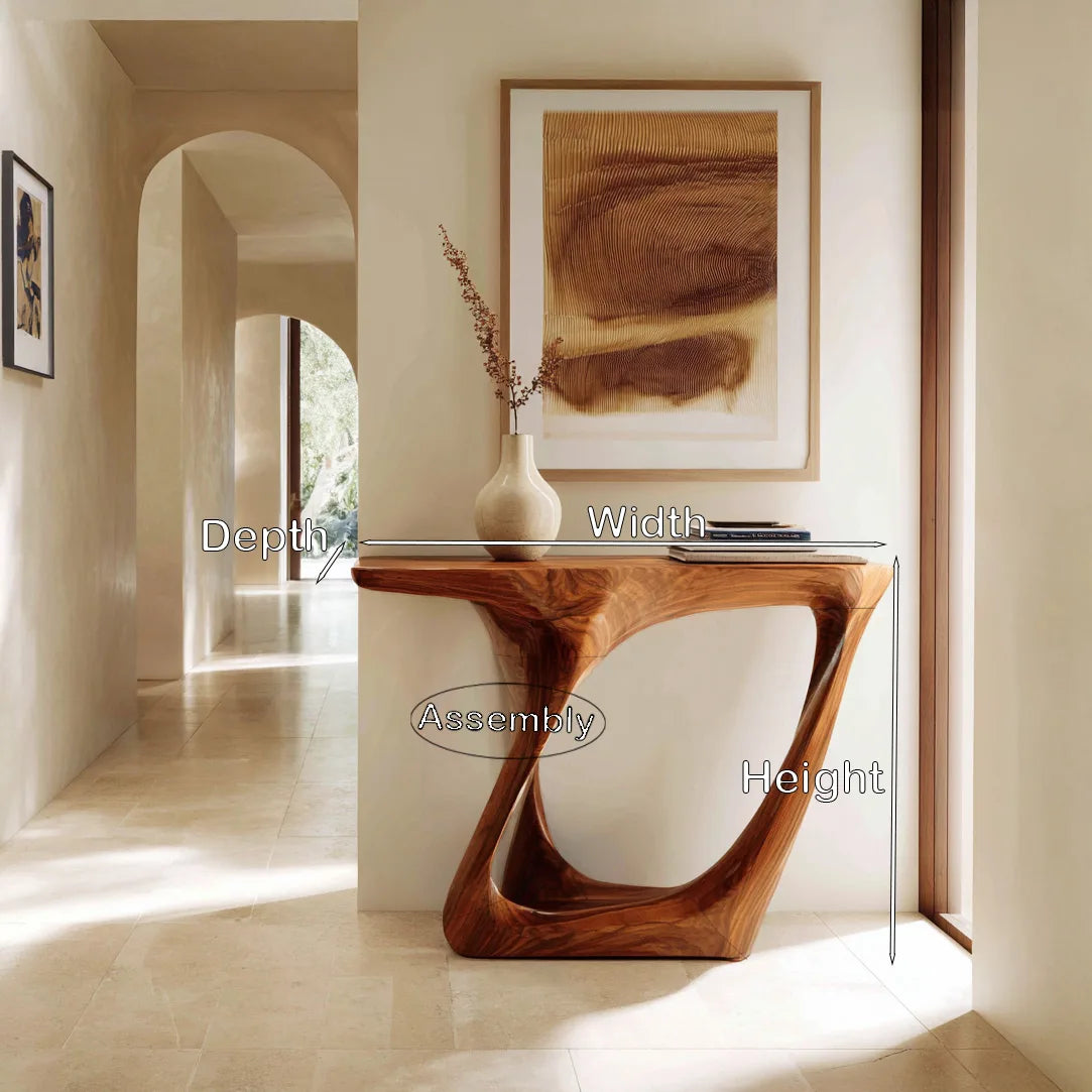 Organic Sculptural Open Base Console Table For Entryway