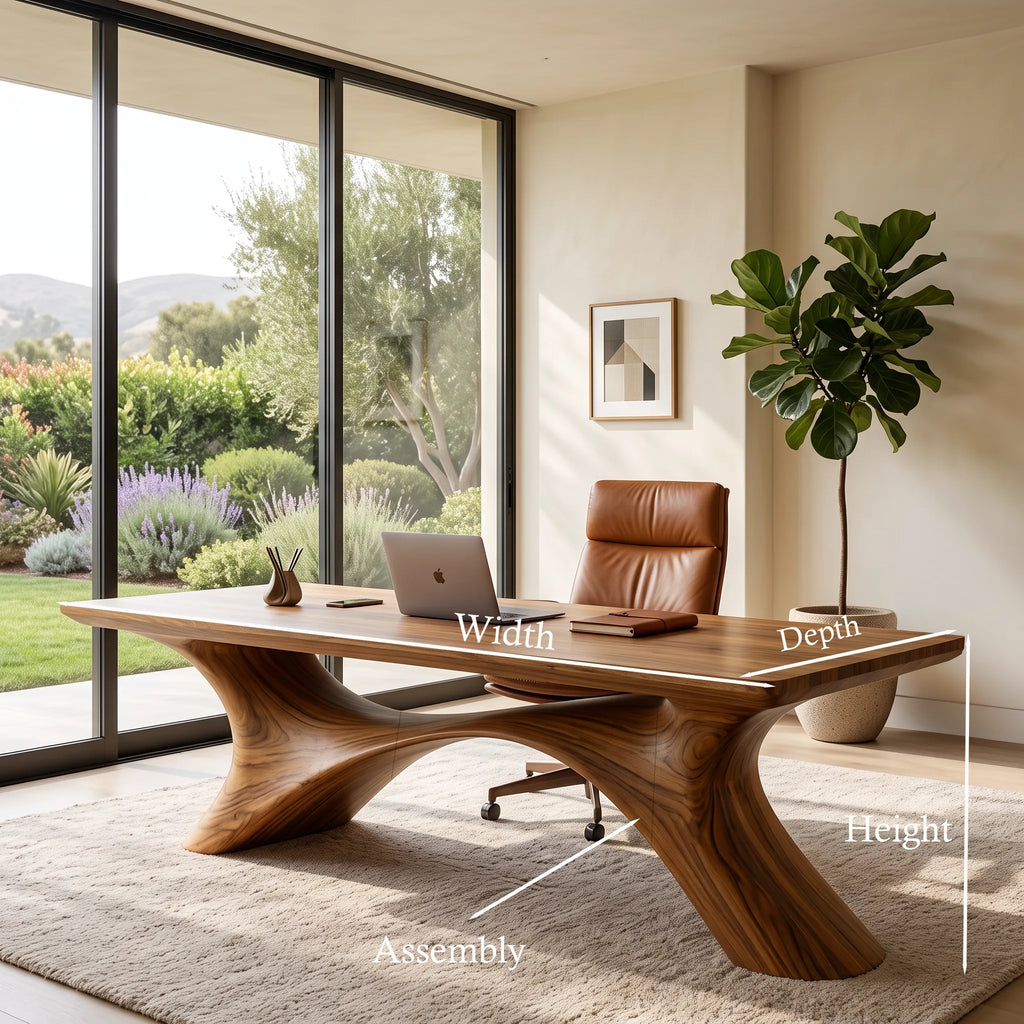 Modern Office Desk Organic Curved Base Contemporary Workspace