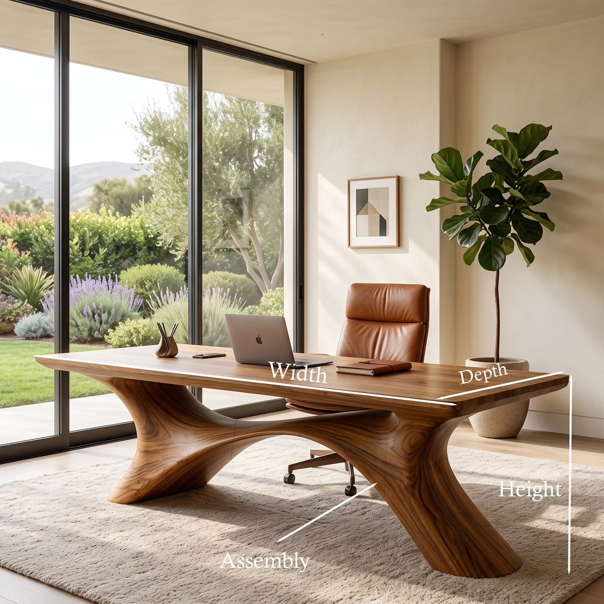 Modern Office Desk Organic Curved Base Contemporary Workspace