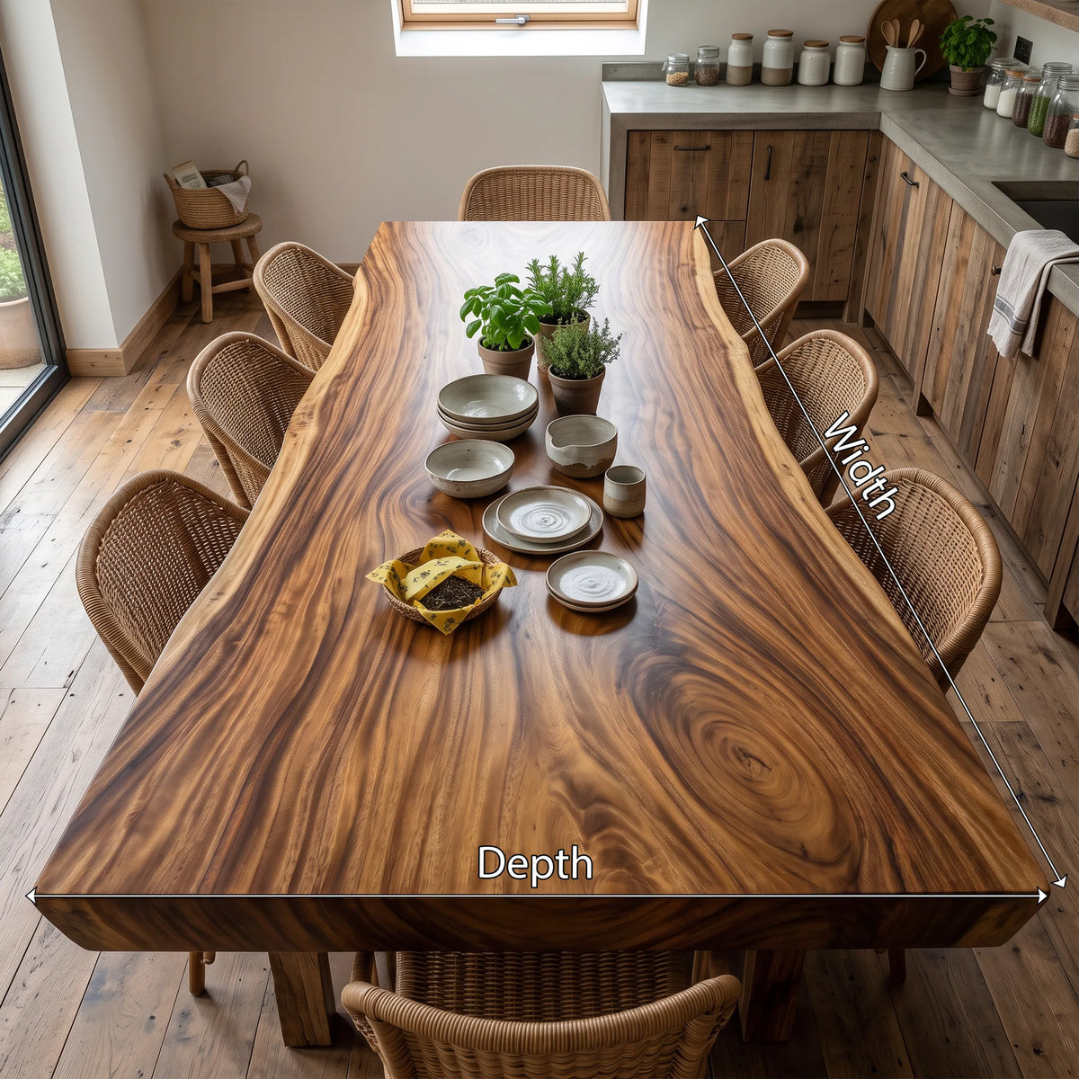 Rustic Live Edge Dining Table Top 8 Seater