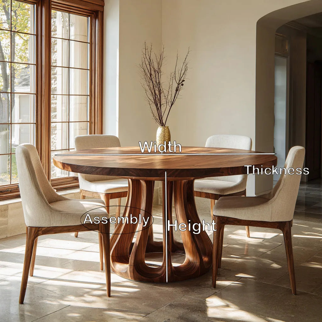 Modern Carved Pedestal Round Dining Table For Dining Room