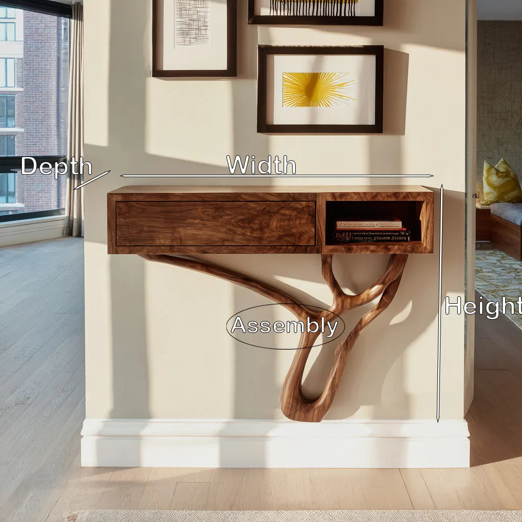 Modern Sculptural Storage Console Table For Entryway