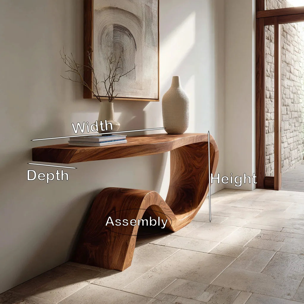 Organic Curved Waterfall Console Table For Entryway