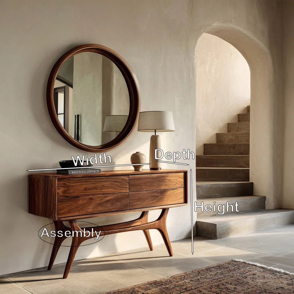 Organic Modern Curved Drawer Console Table For Entryway