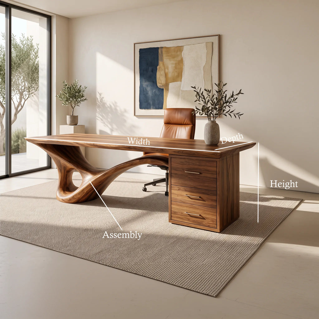 Organic Modern Executive Desk With Drawers For Luxury Office
