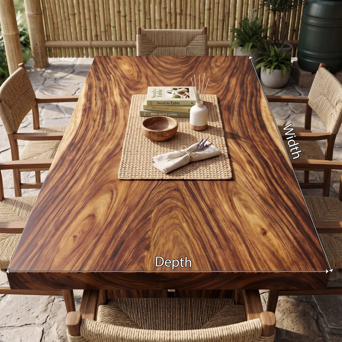 Rustic Rectangular Dining Table Top Outdoor Dining Area