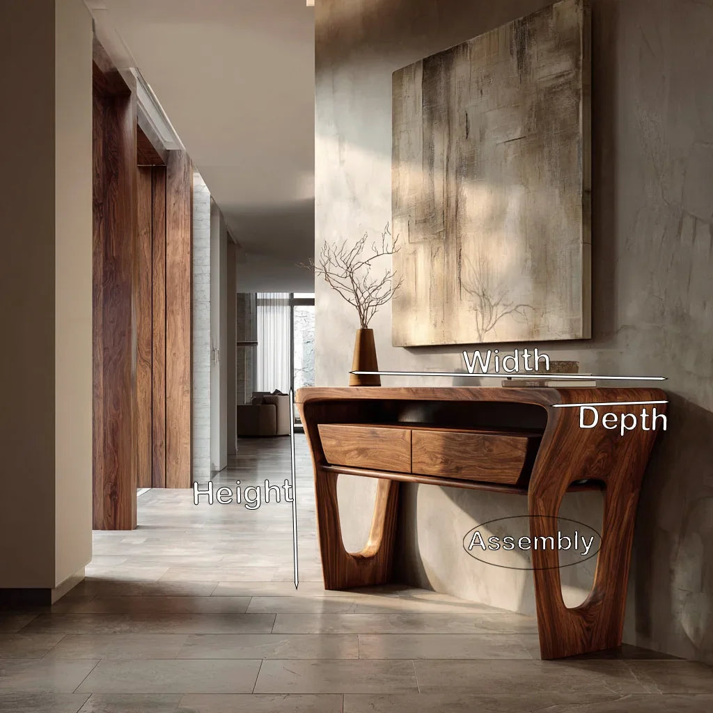 Modern Sculptural Shelf Drawer Console Table For Hallway