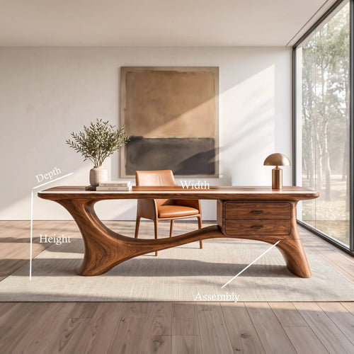 Contemporary Office Desk Sculptural Curved Base Modern Workspace