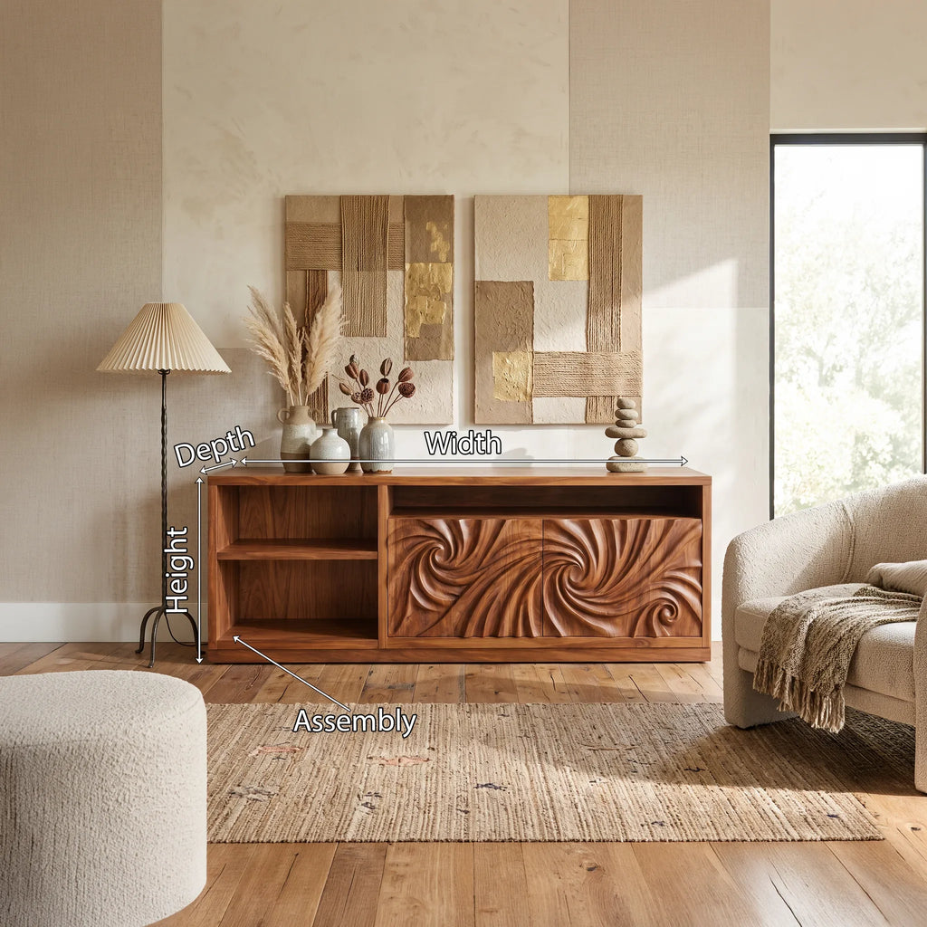 Minimalist Long Ripple Sideboard Modern Living Room