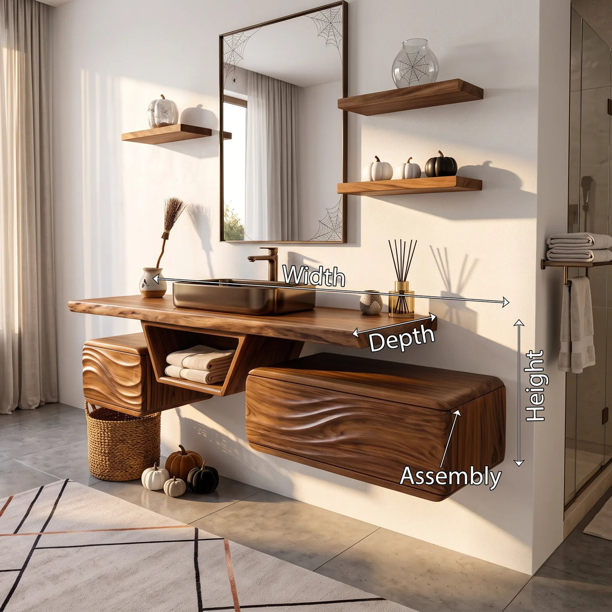 Mid Century Pumpkin Floating Bathroom Vanity Modern Bathroom