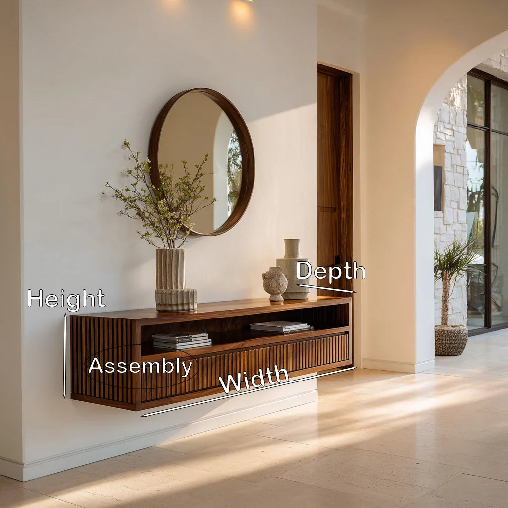 Contemporary Floating Storage Console Table For Hallway