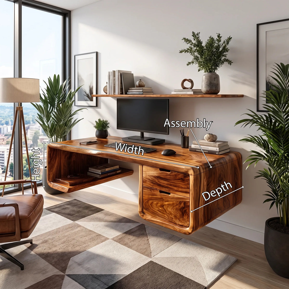 Refined Office Desk Writing Desk Home Office Desk With Three Drawers For Study Room