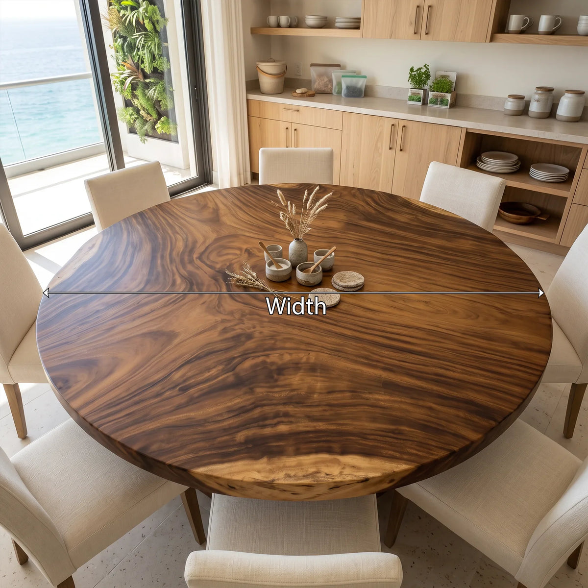 Organic Modern Round Dining Table Top 8 Seater