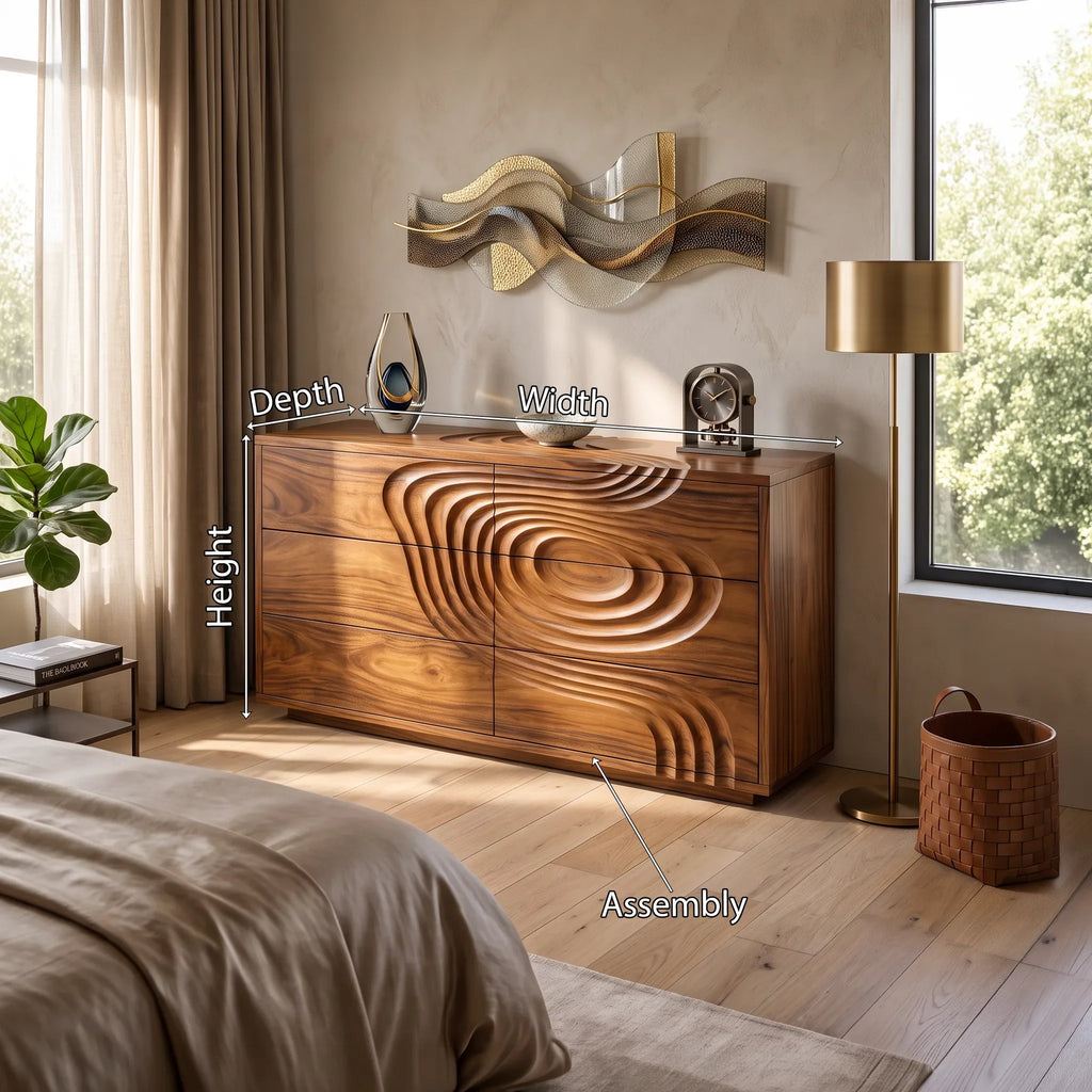 Organic Ripple Dresser For Contemporary Bedroom Interior
