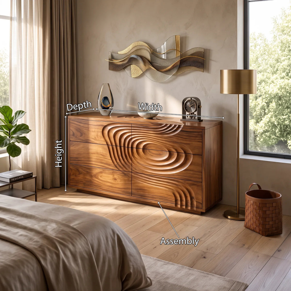 Organic Ripple Dresser For Contemporary Bedroom Interior
