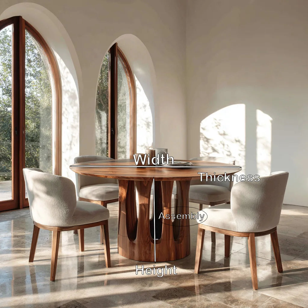 Contemporary Curved Pedestal Round Dining Table For Dining Room